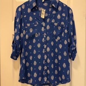 Blue Paisley Button-Up Shirt
